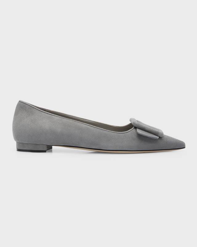 Maysale Suede Buckle Ballerina Flats